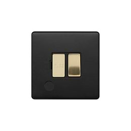 Soho Lighting Matt Black & Brushed Brass 13A Switched Fuse Flex Outlet Black Insert Screwless