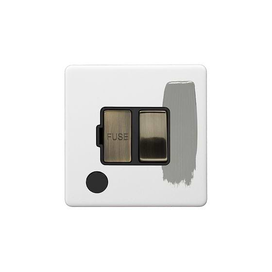 Soho Lighting Primed Paintable 13A Switched Fused Connection Unit (FCU) Flex Outlet with Antique Brass Switch