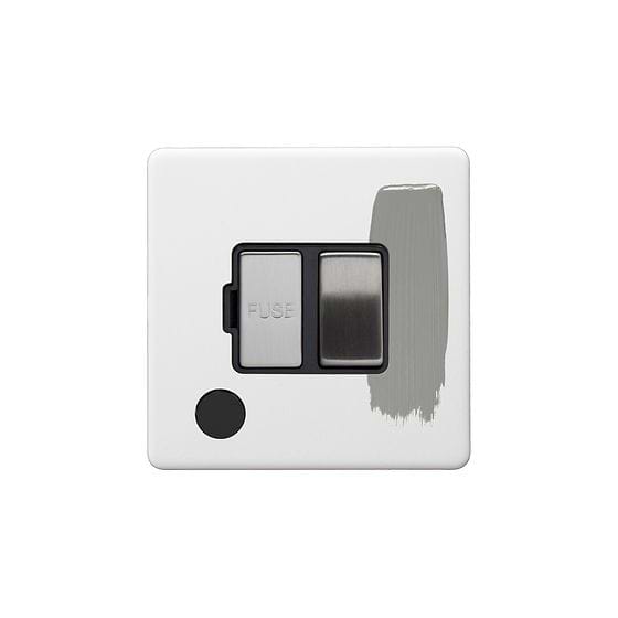 Soho Lighting Primed Paintable 13A Switched Fused Connection Unit (FCU) Flex Outlet with Brushed Chrome Switch and Black Insert