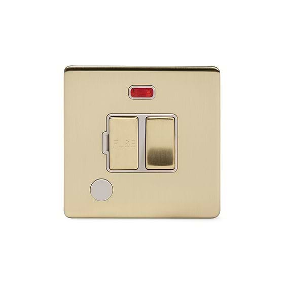 Soho Lighting Brushed Brass 13A Switched Fuse Connection Unit Flex Outlet With Neon Wht Ins Screwless