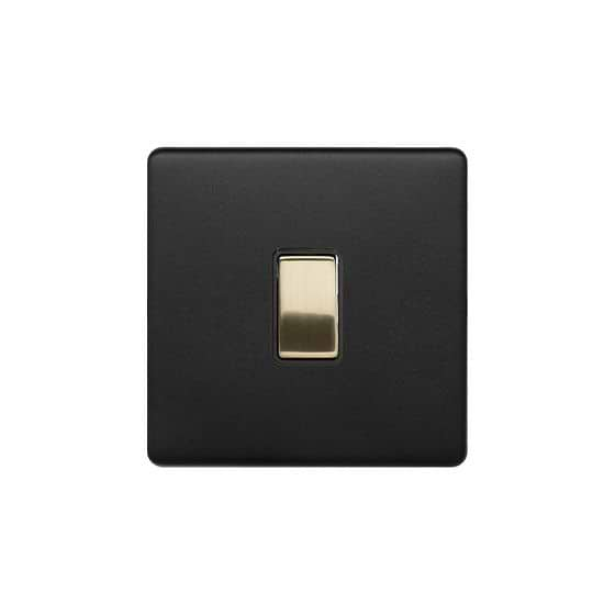 Soho Lighting Matt Black & Brushed Brass 20A 1 Gang DP Switch Black Insert Screwless