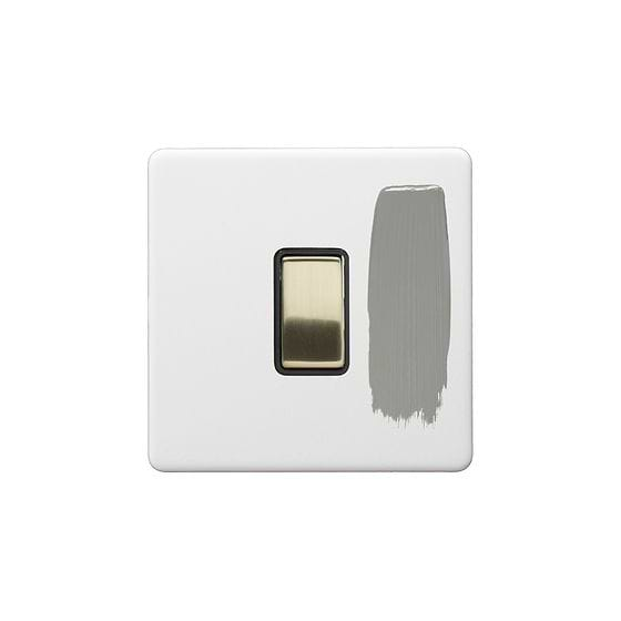 Soho Lighting Primed Paintable 1 Gang 20A Double Pole Switch with Brushed Brass Switch with Black Insert