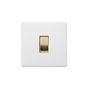 Soho Lighting Primed Paintable 1 Gang 20A Double Pole Switch with Brushed Brass Switch with White Insert