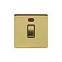 Soho Lighting Brushed Brass 20A 1 Gang Double Pole Switch With Neon Blk Ins Screwless