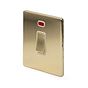 Soho Lighting Brushed Brass 20A 1 Gang Double Pole Switch With Neon Wht Ins Screwless