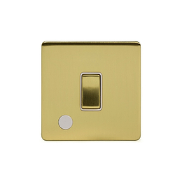 Soho Lighting Brushed Brass 20A 1 Gang Double Pole Switch Flex Outlet Wht Ins Screwless
