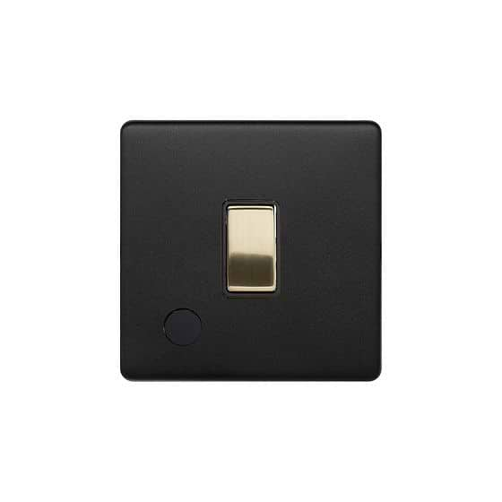 Soho Lighting Matt Black & Brushed Brass 20A 1 Gang DP Switch Flex Outlet Black Insert Screwless