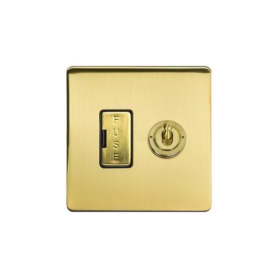 Soho Lighting Brushed Brass 13A Toggle Switched Fused Connection Unit (FCU) Black Inserts