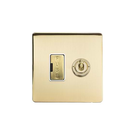 Soho Lighting Brushed Brass Toggle Switched Fused Connection Unit (FCU) White Inserts