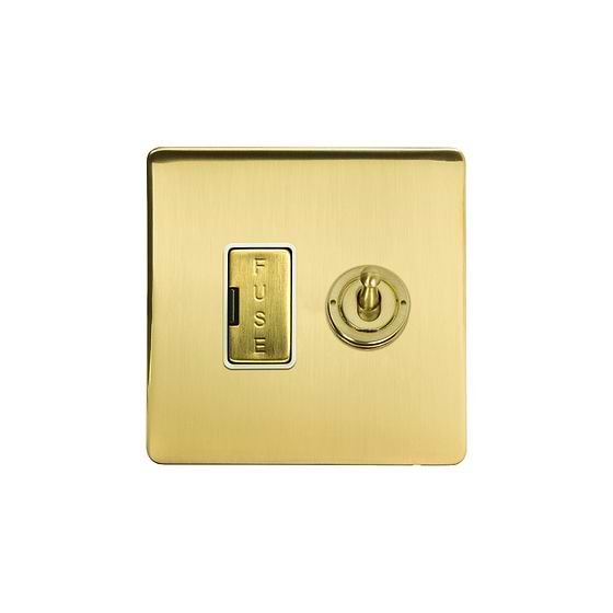 Soho Lighting Brushed Brass 13A Toggle Switched Fused Connection Unit (FCU) White Inserts