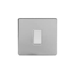 Soho Lighting Brushed Chrome 45A 1 Gang Double Pole Switch Single Plate Wht Ins Screwless