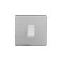 Soho Lighting Brushed Chrome 45A 1 Gang Double Pole Switch Single Plate Wht Ins Screwless