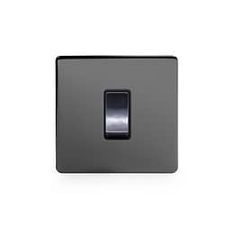 Soho Lighting Black Nickel 45A 1 Gang Double Pole Switch Single Plate Blk Ins Screwless