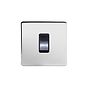 Soho Lighting Polished Chrome 45A 1 Gang Double Pole Switch Single Plate Blk Ins Screwless