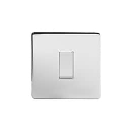 Soho Lighting Polished Chrome 45A 1 Gang Double Pole Switch Single Plate Wht Ins Screwless