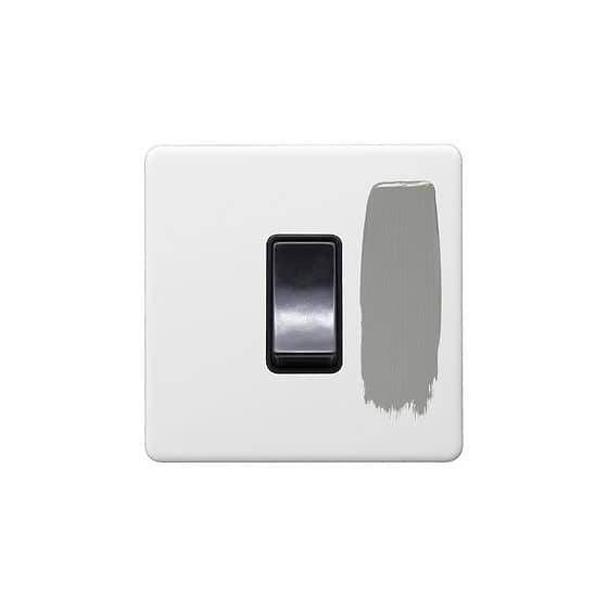 Soho Lighting Primed Paintable 45A 1 Gang Double Pole Switch Single Plate with Black Switch.