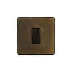 Soho Lighting Vintage Brass 45A 1 Gang Double Pole Switch, Single Plate