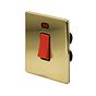 Soho Lighting Brushed Brass 45A 1 Gang Double Pole Switch With Neon, Single Plate Black Insert Screwless