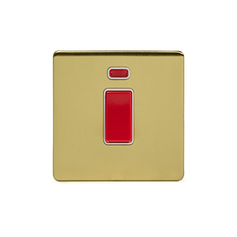 Soho Lighting Brushed Brass 45A 1 Gang Double Pole Switch With Neon