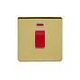 Soho Lighting Brushed Brass 45A 1 Gang Double Pole Switch With Neon, Single Plate Wht Ins Screwless