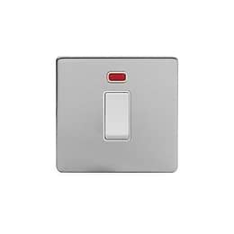 Soho Lighting Brushed Chrome 45A 1 Gang Double Pole Switch With Neon