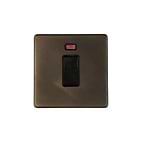 Soho Lighting Vintage Brass 45A 1 Gang Double Pole Switch with Neon on Single Plate