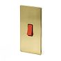 Soho Lighting Brushed Brass 45A 1 Gang Double Pole Switch Large Plate Blk Ins Screwless