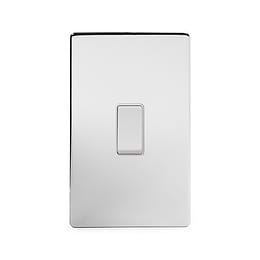 Soho Lighting Polished Chrome 45A 1 Gang Double Pole Switch Double Plate Wht Ins Screwless
