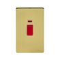 Soho Lighting Brushed Brass 45A 1 Gang Double Pole Switch With Neon, Large Plate Wht Ins Screwless