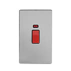 Soho Lighting Brushed Chrome 45A 1 Gang Double Pole Switch With Neon