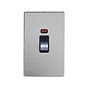 Soho Lighting Brushed Chrome 45A 1 Gang Double Pole Switch With Neon, Large Plate Blk Ins Screwless