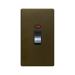Soho Lighting Bronze 45A 1 Gang Double Pole Switch & Neon (Lrg Plate) Screwless