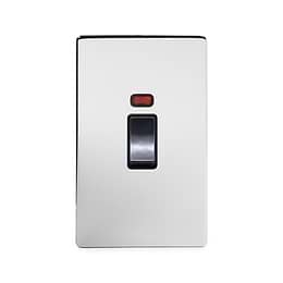 Soho Lighting Polished Chrome 45A 1 Gang Double Pole Switch With Neon