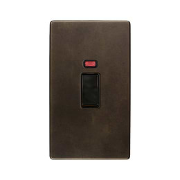 Soho Lighting Vintage Brass 45A 1 Gang Double Pole Switch With Neon on Large Plate