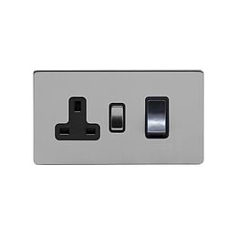 Soho Lighting Brushed Chrome 45A Cooker Control Unit Blk Ins Screwless