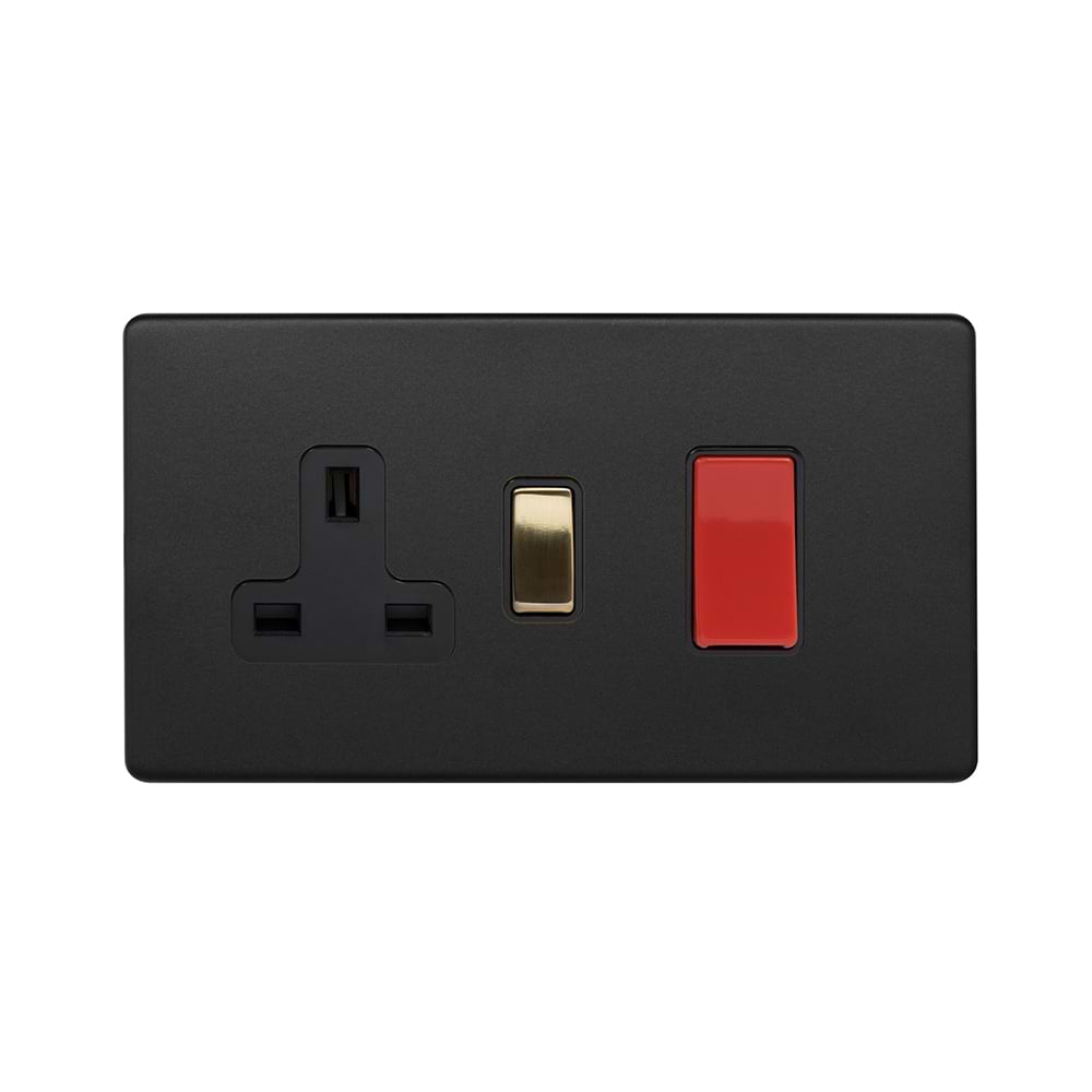 Sleek Black & Brass Cooker Control Unit Insert 45A Screwless | Soho - Elesi