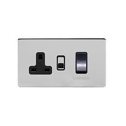 Soho Lighting Polished Chrome 45A Cooker Control Unit Blk Ins Screwless