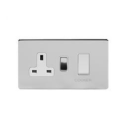 Soho Lighting Polished Chrome 45A Cooker Control Unit Wht Ins Screwless