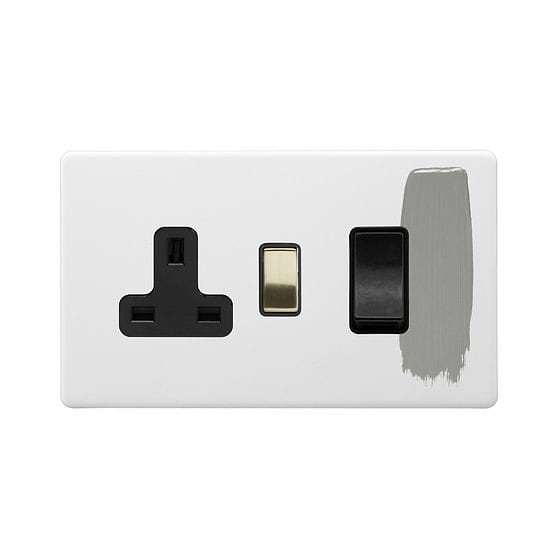 Soho Lighting Primed Paintable 45A Cooker Control Unit with Brushed Brass Switch with Black Insert