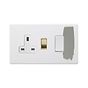 Soho Lighting Primed Paintable 45A Cooker Control Unit with Brushed Brass Switch with White Insert
