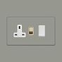 Soho Lighting Primed Paintable 45A Cooker Control Unit with Brushed Brass Switch with White Insert
