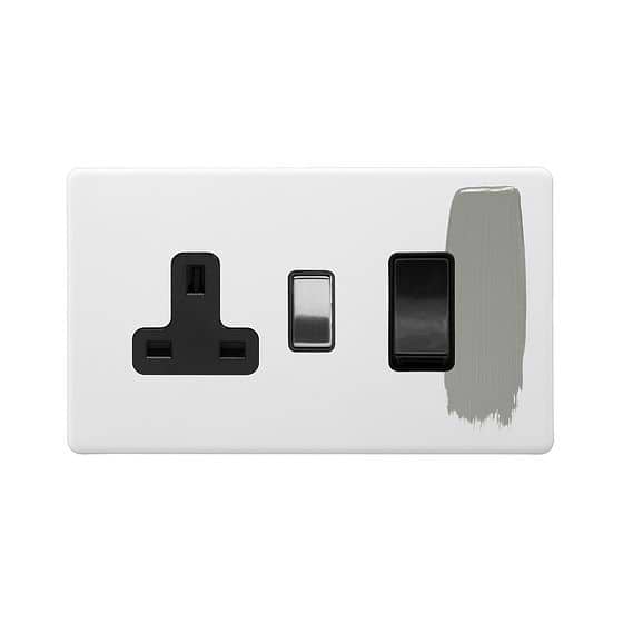 Soho Lighting Primed Paintable 45A Cooker Control Unit with Brushed Chrome Switch and Black Insert
