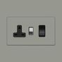 Soho Lighting Primed Paintable 45A Cooker Control Unit with Brushed Chrome Switch and Black Insert