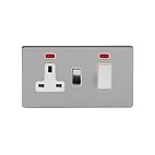 Soho Lighting Brushed Chrome 45A Cooker Control Unit With Neon Wht Ins Screwless