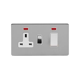 Soho Lighting Brushed Chrome 45A Cooker Control Unit With Neon Wht Ins Screwless