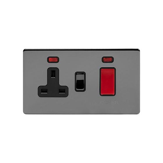 Soho Lighting Black Nickel 45A Cooker Control Unit With Neon Blk Ins Screwless