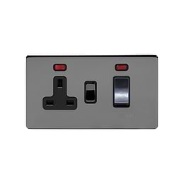 Soho Lighting Black Nickel 45A Cooker Control Unit With Neon Blk Ins Screwless