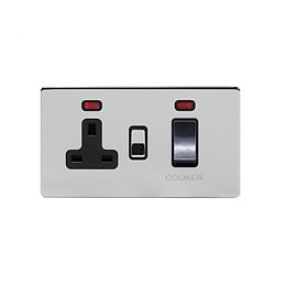 Soho Lighting Polished Chrome 45A Cooker Control Unit With Neon Blk Ins Screwless