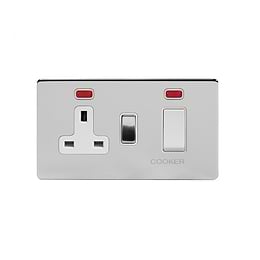 Soho Lighting Polished Chrome 45A Cooker Control Unit With Neon Wht Ins Screwless