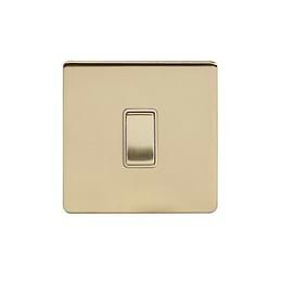 Soho Lighting Brushed Brass 10A 1 Gang 2 Way Switch Wht Ins Screwless